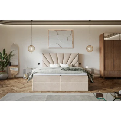 Alpi - Möbel Boxspringbett DENVER in Beige, Liegefläche 120x200 cm – mit Bettkasten, Bonellfederkern